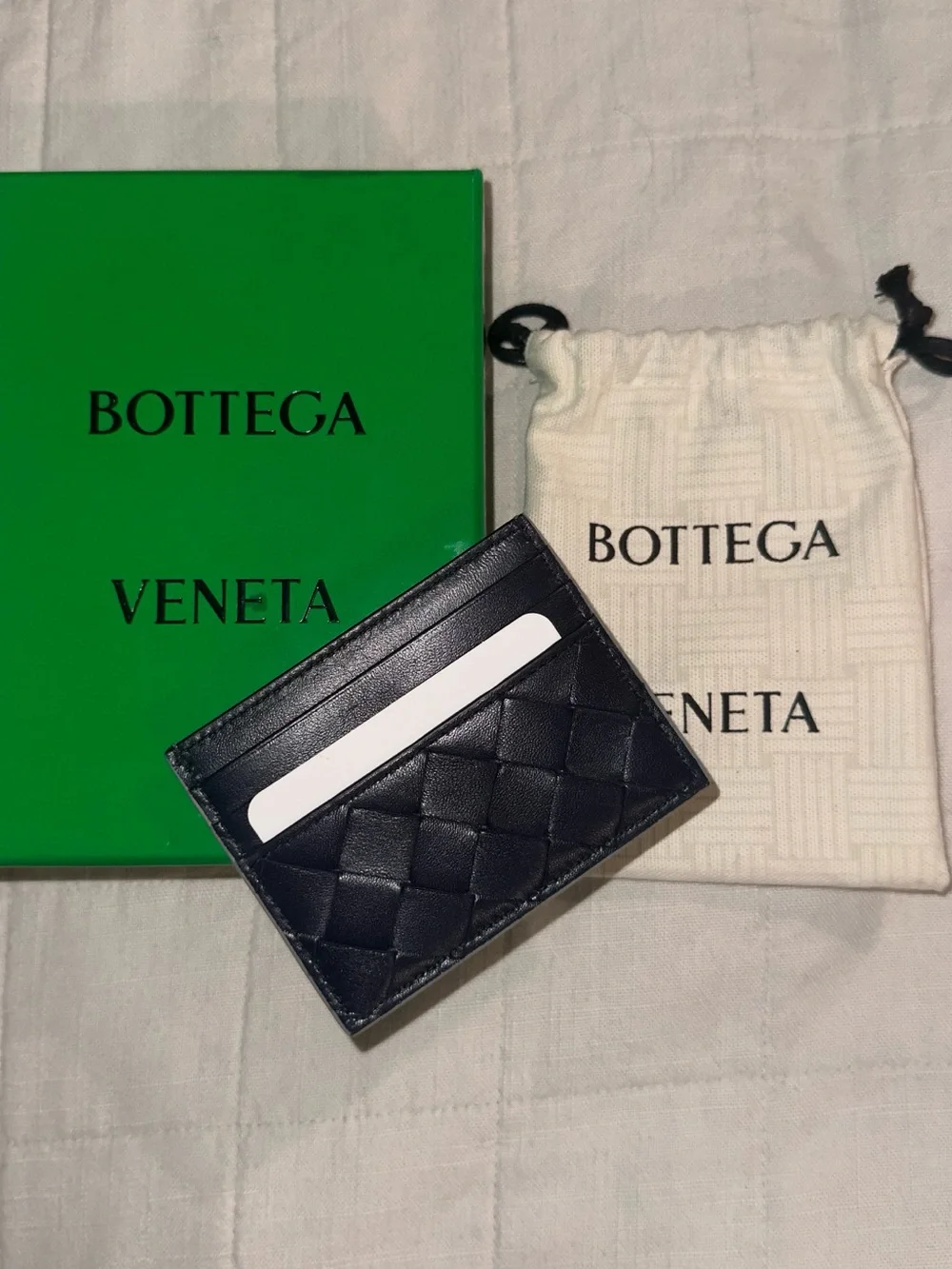 Bottega Veneta Intrecciato Card Case Sterling/Space | Grey/Navy
